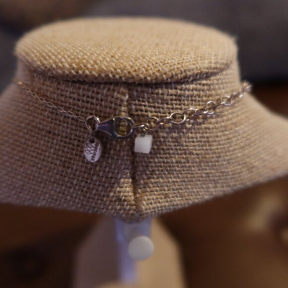 White square bead and sterling silver Sherzada necklace pendant 14.5"-17.5" - Picture 8 of 16